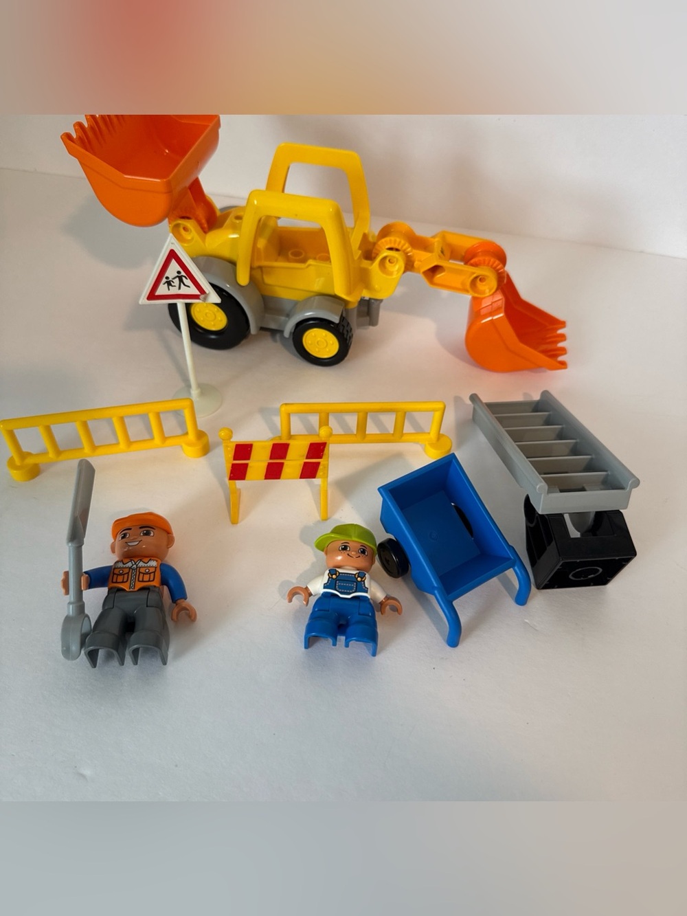 Lego duplo Yellow and Orange Construction Playset with Blue Wheelbarrow